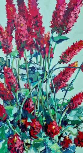 crimson clover, painting No. 6595 / oil on canvas