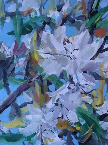 rhododendron blossoms, painting No. 1532 / oil on board