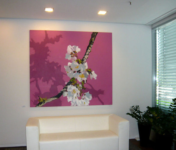 cherry blossoms in savings bank Thueringen / acrylic on canvas