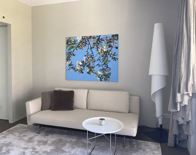 Apple blossoms in Guest room Bayern / acrylic on canvas
