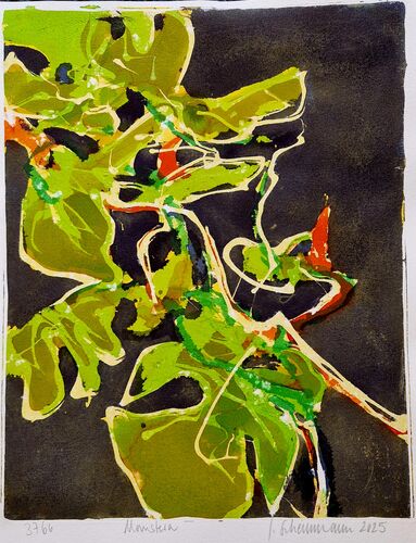 monstera, painting No. 3766 / ink on canvas