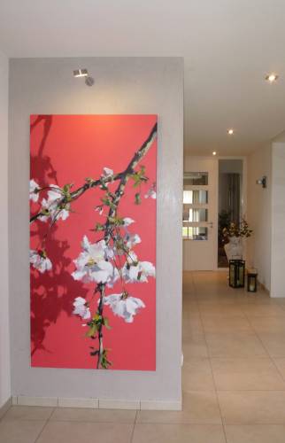 cherry blossoms, Work- Nr. 8303 / Acrylic on canvas, Entrance of a Flat