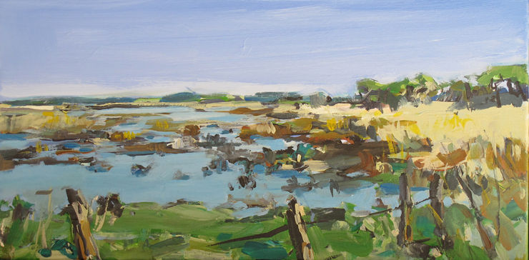 flat bay near Körkwitz, painting No. 9694 / acrylic on canvas