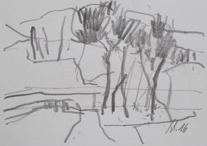 view out of a train, No. 5649 / pencil on paper