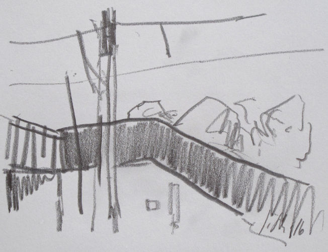 view out of a train, No. 5650 / pencil on paper