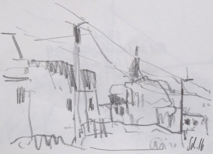 view out of a train, No. 5656 / pencil on paper