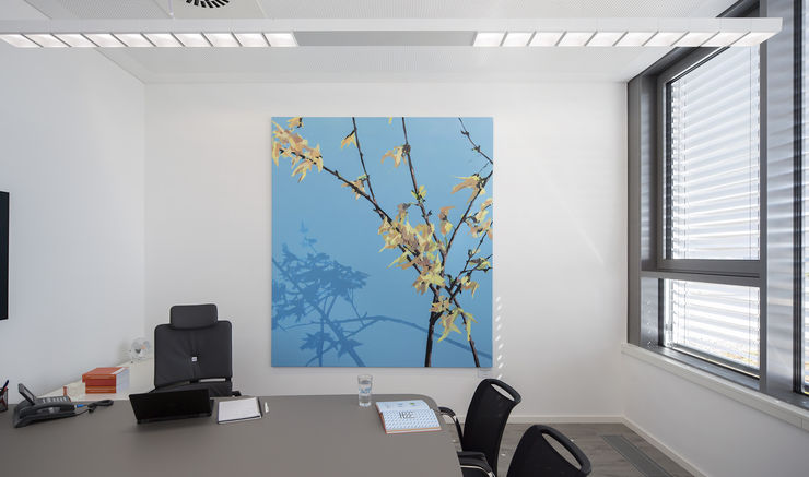 Forsythie, Gemälde Nr. 2009 in Büro Firma Bayern / Acryl auf Leinwand